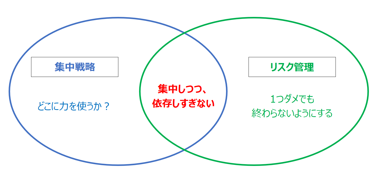 集中戦略とリスク管理の関係を示した図